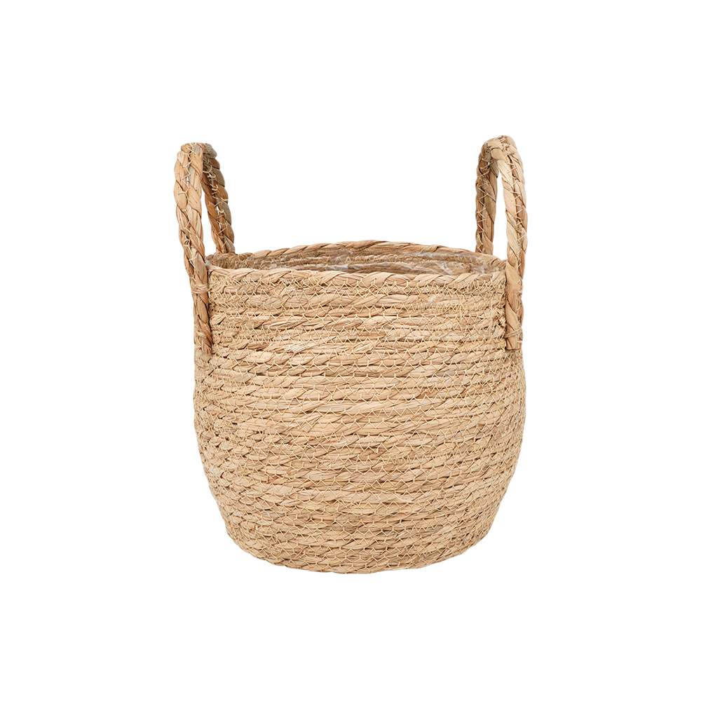 Кашпо плетеное Lishan-09 S Кения круглое с ручками Д200 Ш200 В155 натур.