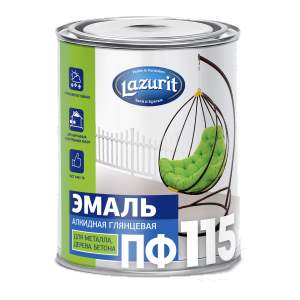 Эмаль ПФ-115 алкидная глянцевая желтая RAL1023 1,8кг «LAZURIT»