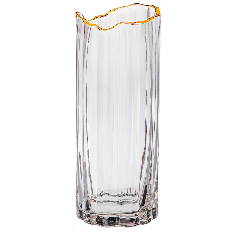 AGNESS Ваза 887-236 прзрачная с золотой каймой 25см