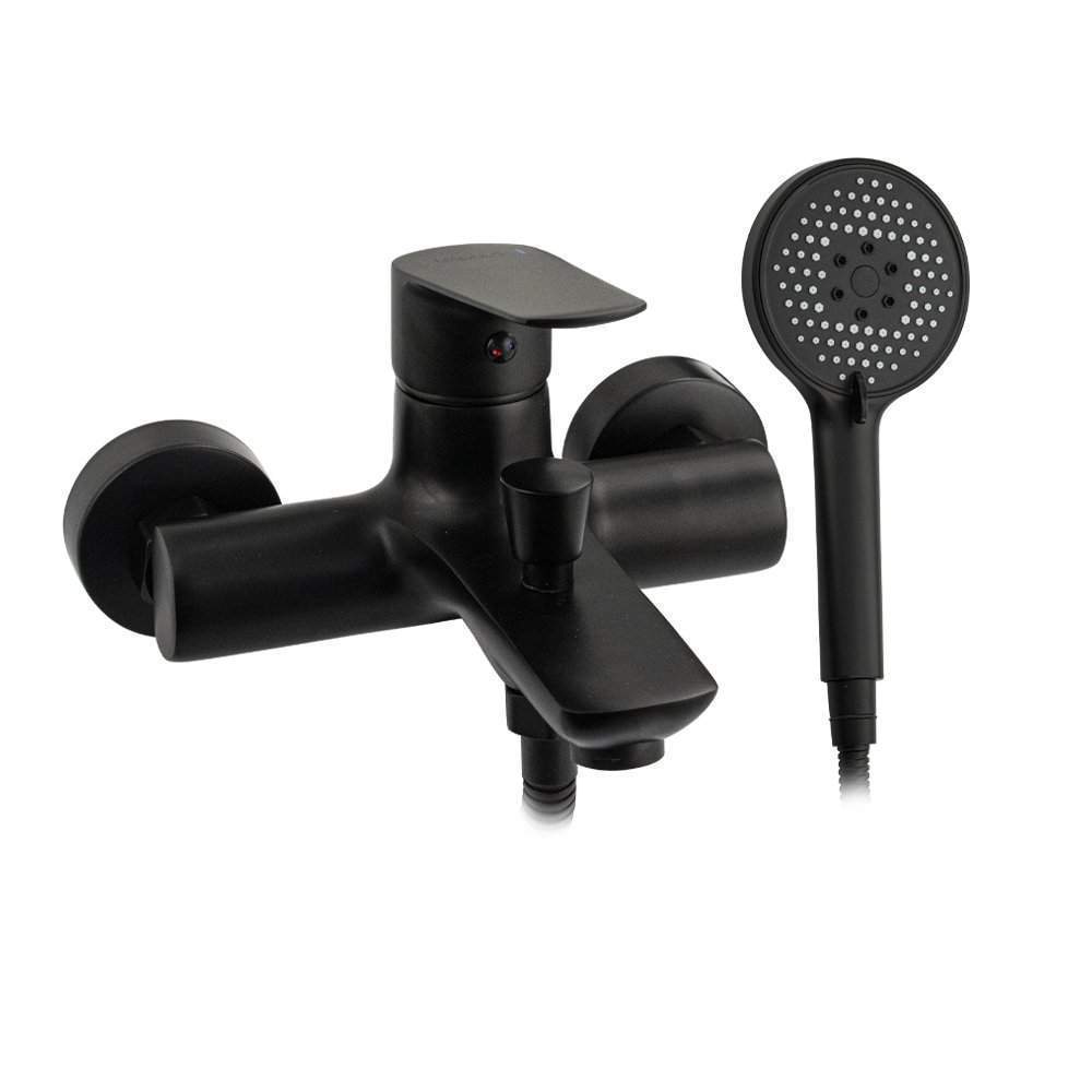 MAGNUS смеситель в ванную ,шаровый ,кор.излив черный 8710