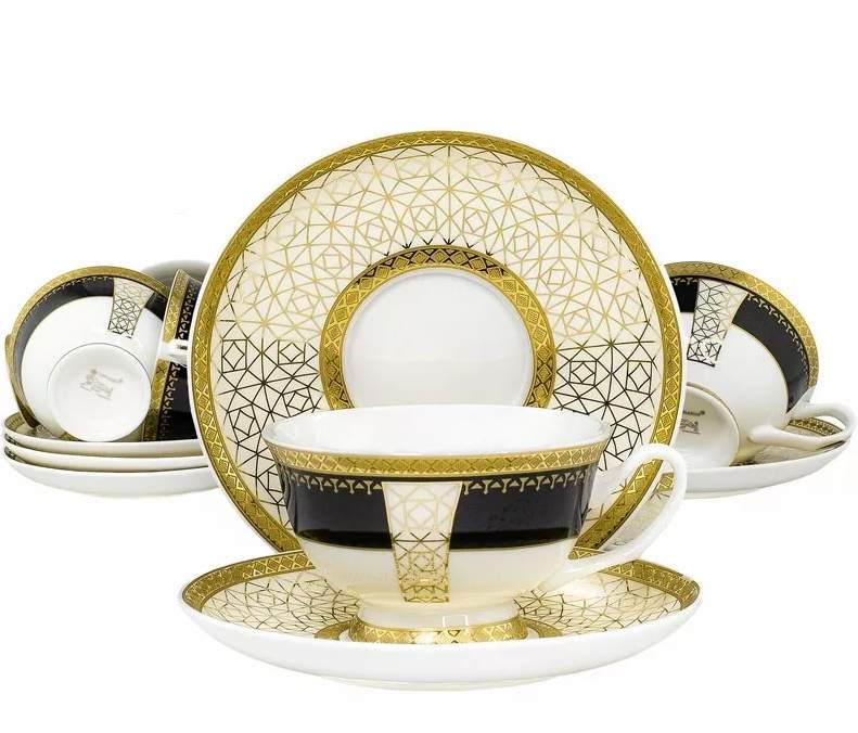 LENARDI Набор чайный 205-004 Black Baccara 12пр/6перс 230мл