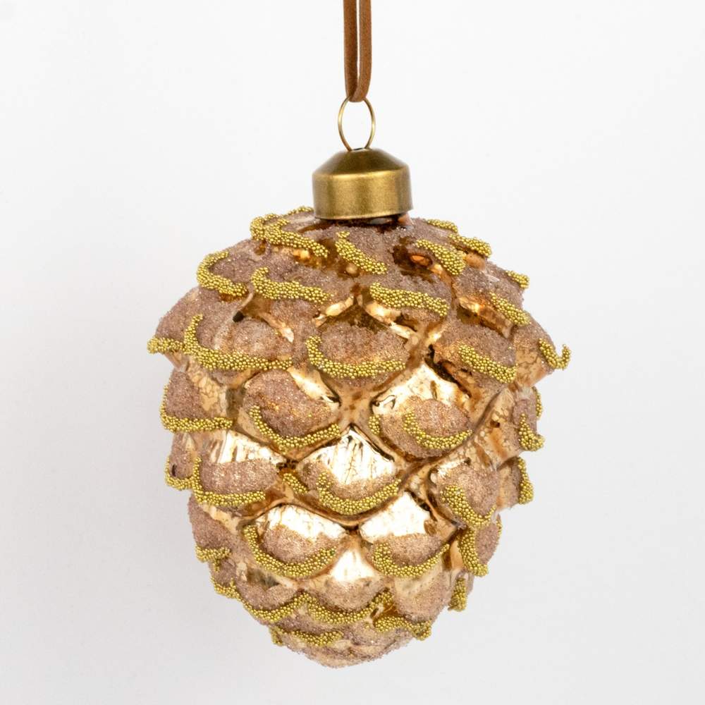 DECOLINE Игрушка елочная Шишка AX25-AZA-016-B коричневый 9х8х8см (стекло) 