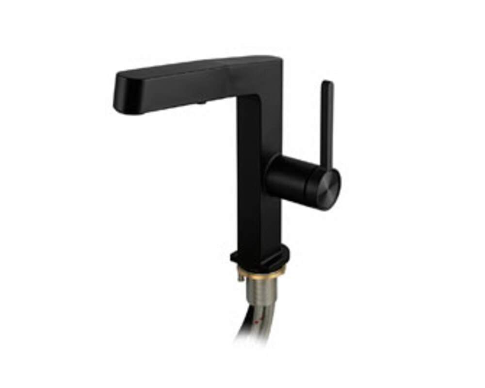 Смеситель Magnus  8234  кухон.шар., Г-обр. излив вытяж.,корпус из латуни черного цвета