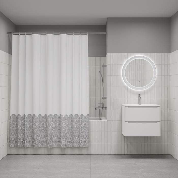 Штора д/ванной IDDIS 200*180см  полиэст. BW01P18i11 серый