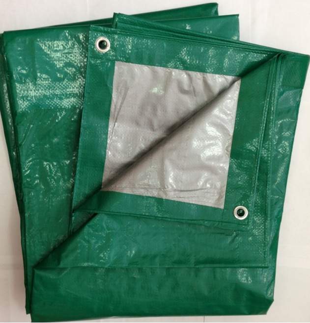 Тент тарпаулин зеленый/серебро 120гр/м2  3х4м