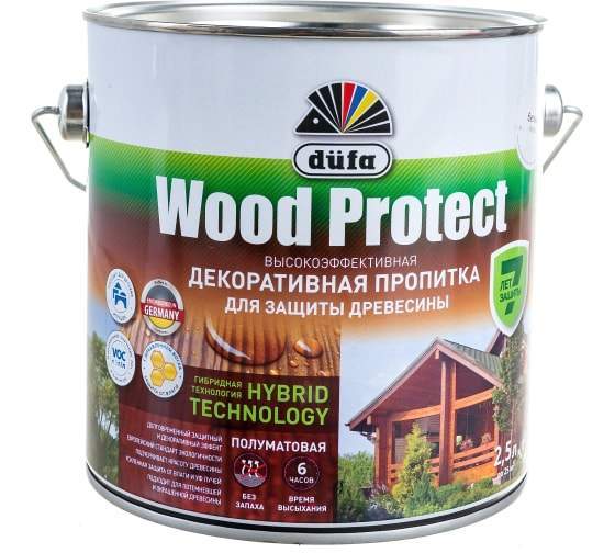 Пропитка <b>DUFA</b> Wood Protect д/защ. древ. белый  2,5л