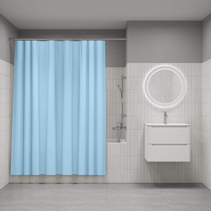 Штора д/ванной IDDIS 200*180см  полиэст. голубой  P07PE18i11