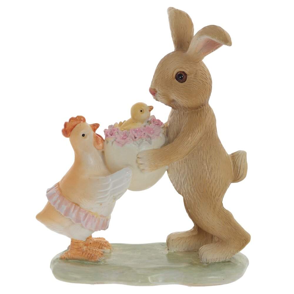 REMECO COLLECTION Фигурка декоративная 795639 Заяц с курочкой L12 W6 H14см 