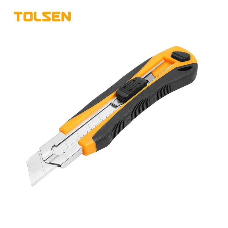 Нож Industrial 25мм, выдвижное лезвие, двухкомп. корпус, 3 лезвия SK5 TOLSEN 30016