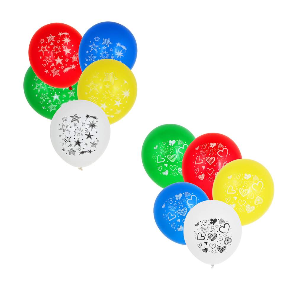 КАПИТАН ВЕСЕЛЬЧАК Шары воздушные 518-061 Микс "12" 5шт с рисунком Для карнавала518038/034 