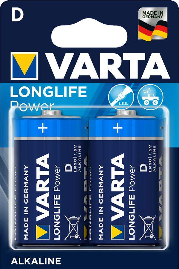 Батарейка VARTA LONGLIFE  POWER D бл.2 04920121412