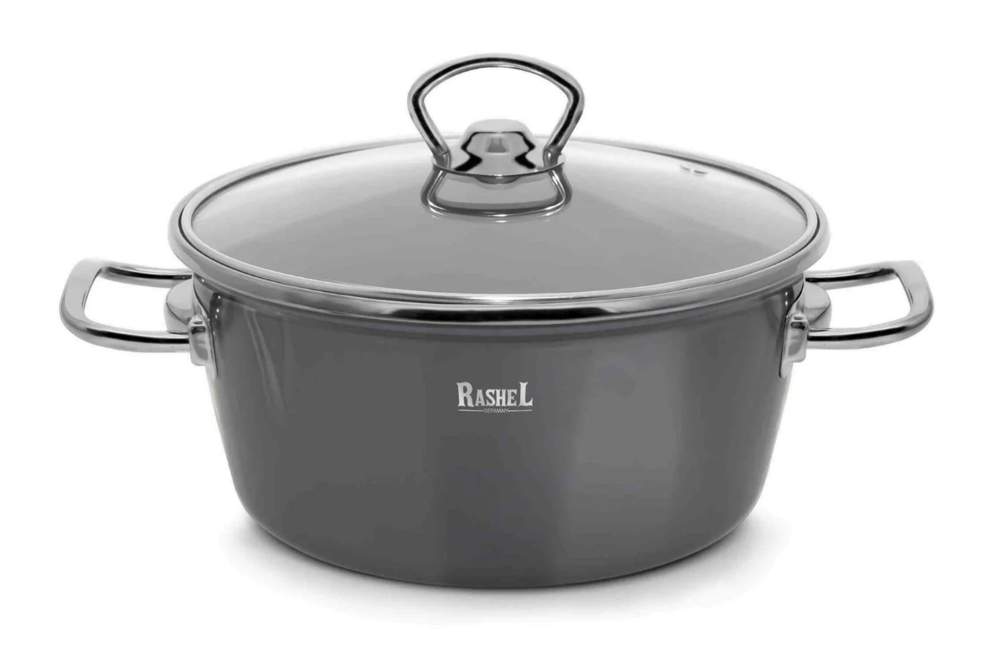 TM RASHEL Grand графит Кастрюля 2,6л 20см ручки(серебро) с/кр 3х-слойная эмаль R8020