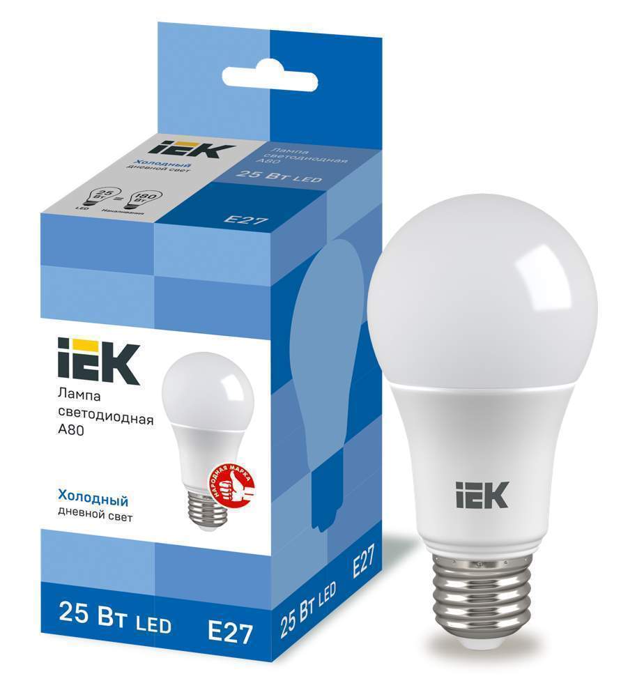 Лампа светодиодная ECO A80 25Вт грушевидная 230В 6500К E27 IEK LLE-A80-25-230-65-E27