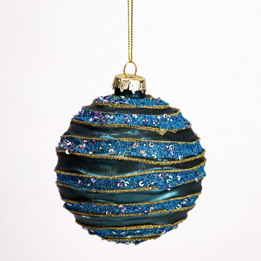 DECOLINE Игрушка елочная Шар 982301071 голубой 10см (стекло) 