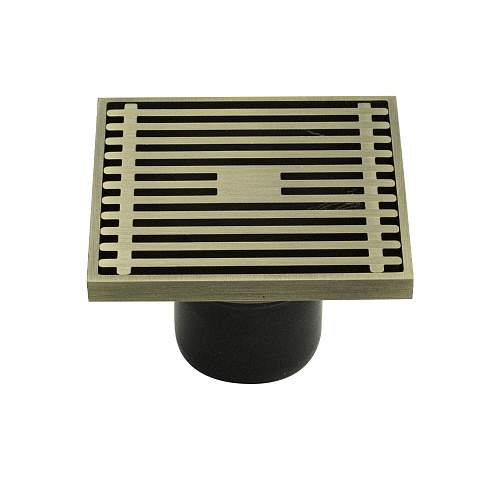 Трап MAGNUS латунный п/бронзу 100*100 выход 50мм верт.крышка решетка 00061