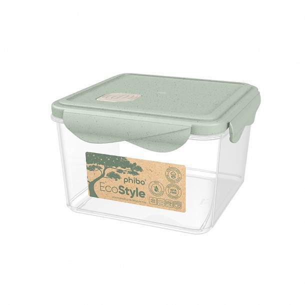 БЫТПЛАСТ Контейнер 433121736 Phibo Eco Style д/СВЧ 1600мл с клапаном 160x160x103мм зеленый флэк 