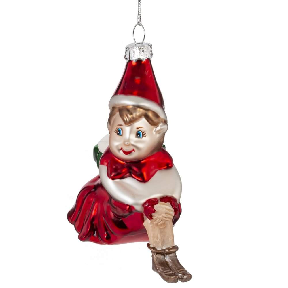 REMECO COLLECTION Игрушка елочная 813828 Девочка-эльф 10х6х10,5см (стекло)  