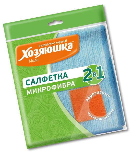 ХОЗЯЮШКА МИЛА Салфетка 04046 2в1 микрофибра 30*30см