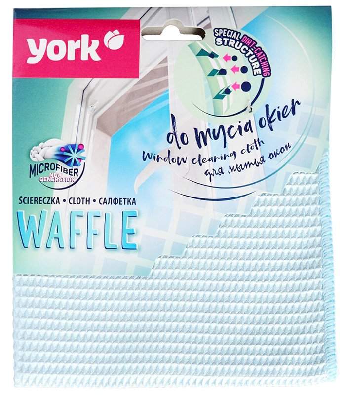 Салфетка из микрофибры YORK 35х35см д/стекол зеркал голубой 31-4155