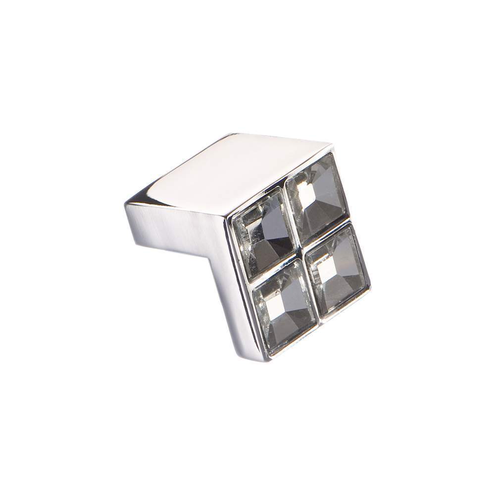 Ручка-кнопка  CRL01  хром  с кристаллами 16мм