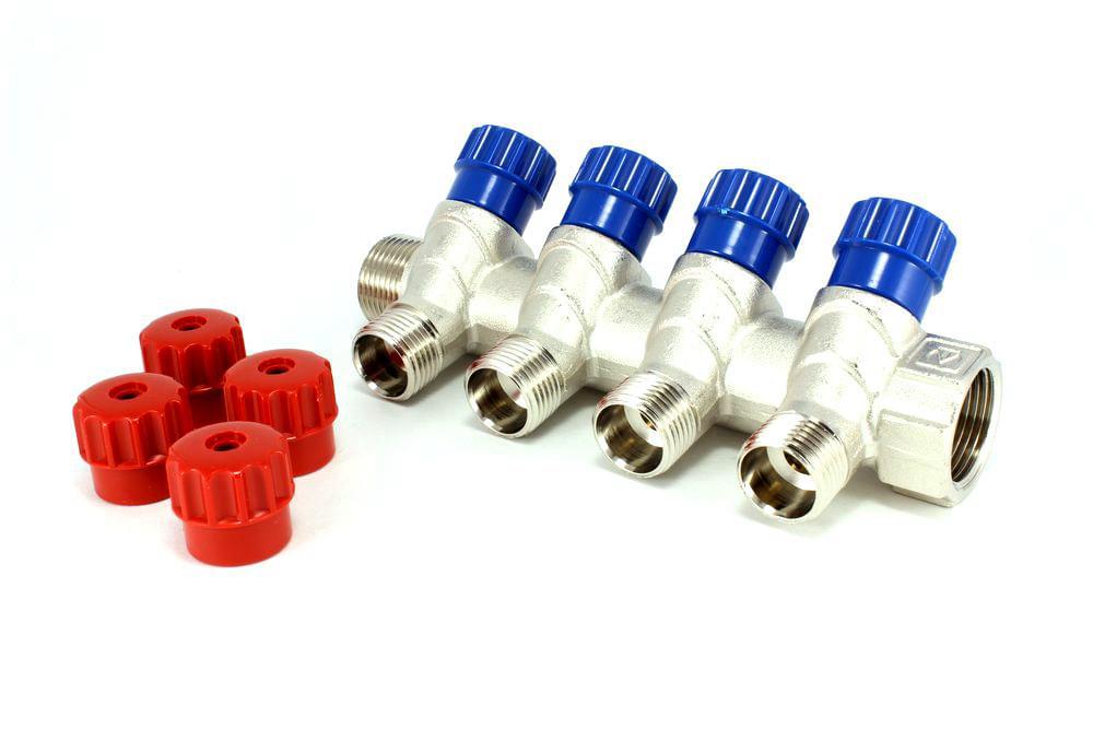 Коллектор 3/4"х4 вых 1/2"  н/р  /регул.вент./  никель  VTc.560.N.0504