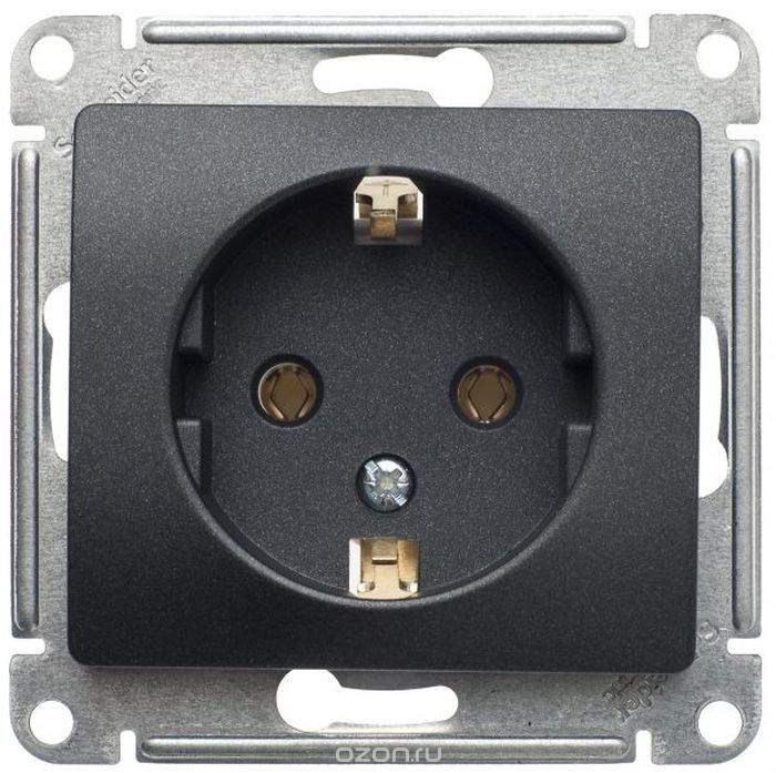 Розетка SE Glossa  Графит  1-м  б/з 16А IP20  GSL001341