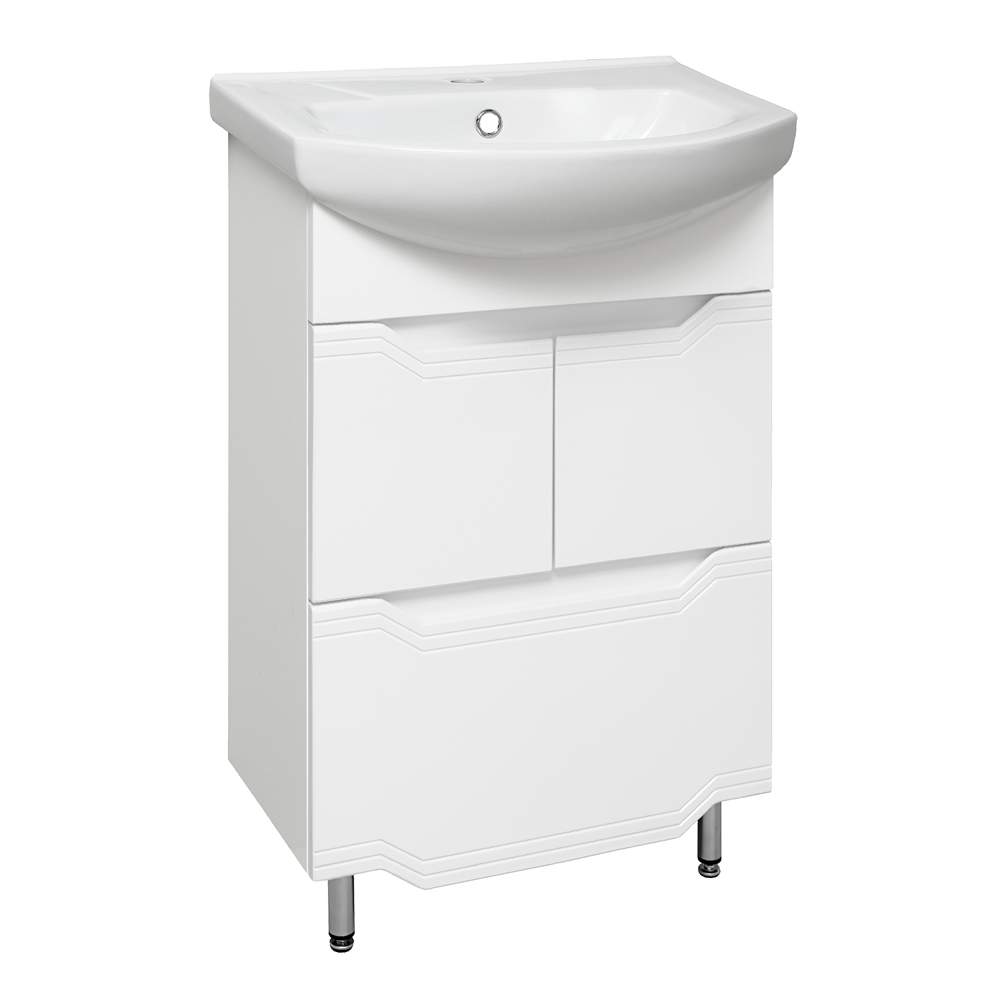 Тумба Viktoria 1ящ. + раковина Элеганс 55см белый  2055CVIC/EL/1