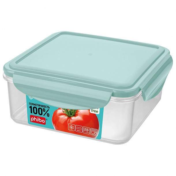 БЫТПЛАСТ Контейнер 4311601 Phibo Smart Lock д/СВЧ 1000мл герметичный 160×160×70мм св.голубой 