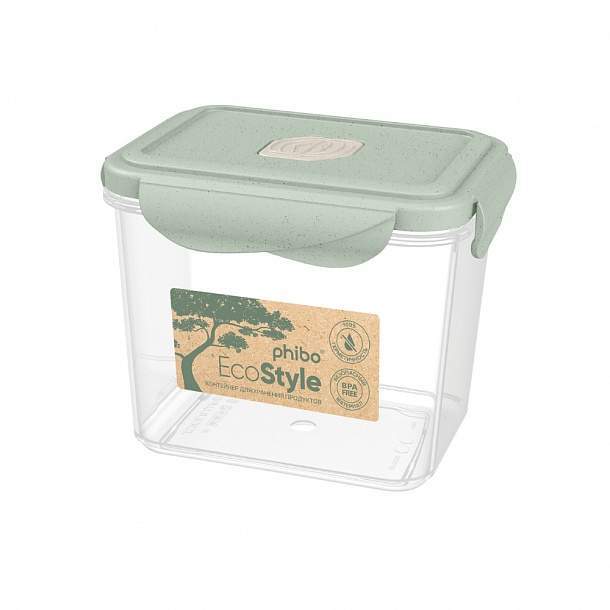 БЫТПЛАСТ Контейнер 433121336 Phibo Eco Style д/СВЧ 900мл с клапаном 108x140x114мм зеленый флэк 