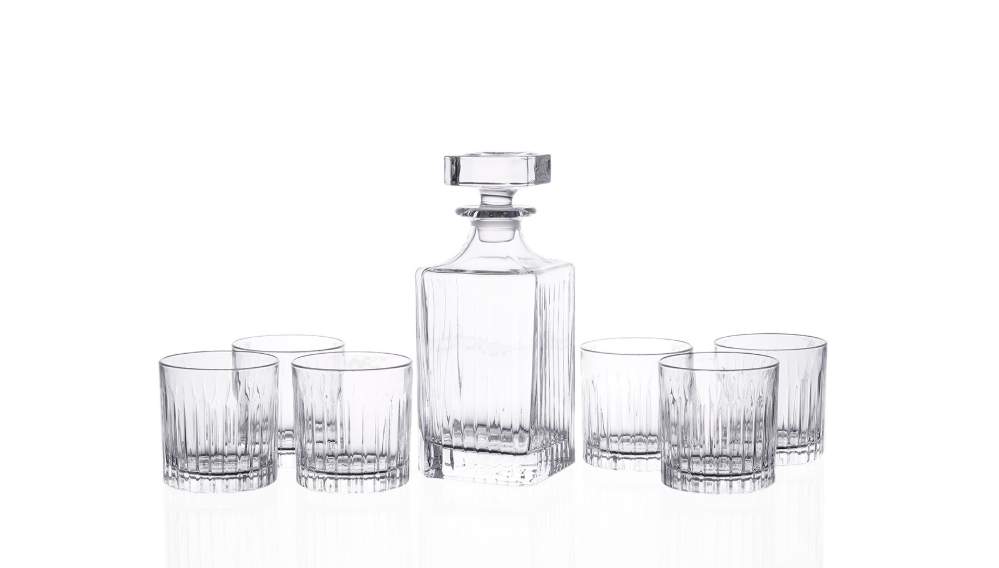 RCR Timeless Набор для виски (штоф 750мл+6 стаканов 360мл) 28323 эко-хрусталь (Luxion)
