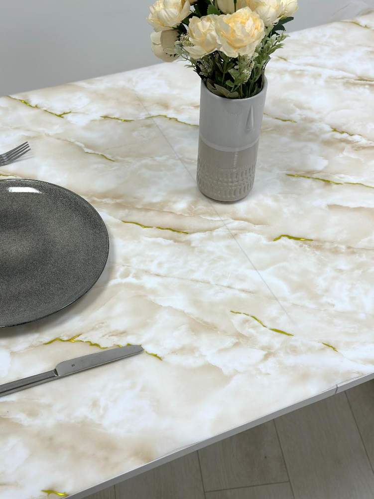 Клеенка ПВХ без основы Transparent Мрамор бежевый толщина 0,6мм/80см Dasch (20) BRT 136-2/13044