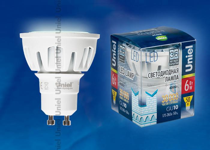 Лампа Uniel LED-JCDR-6W/NW/GU10/FR/38D ALM01WH  Merli  08144