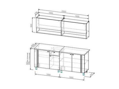 Кухня КГ Монако(2000) Белый золотой/Графит/Дуб вотан