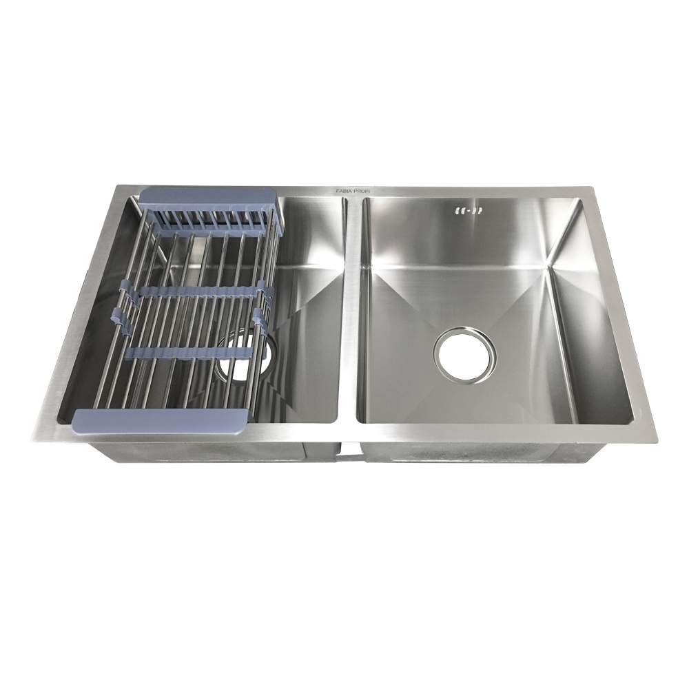 Мойка FABIA PROFI врезная 80,5х44см двойная 3,0 х 0,8 мм  сифон+корзина 805443 (СНЯТО)