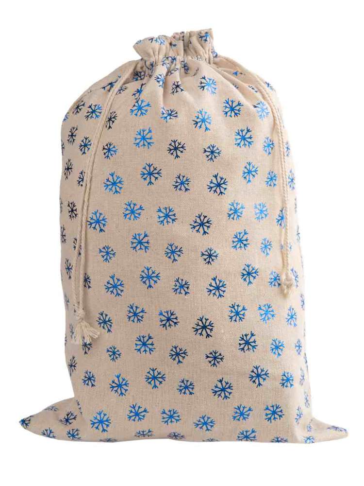 ФЕНИКС ПРЕЗЕНТ Мешочек из хлопка 81717 Снежинки с затяжкой 0,2*30*45см