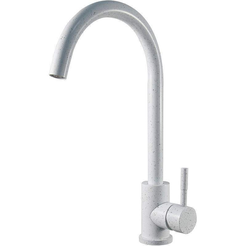 Смеситель  д/кухни, R-излив, White нерж  K45 White