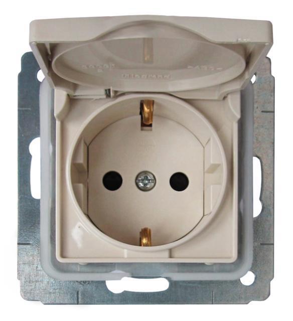 Розетка CARIVA с/з IP44 крем  773745