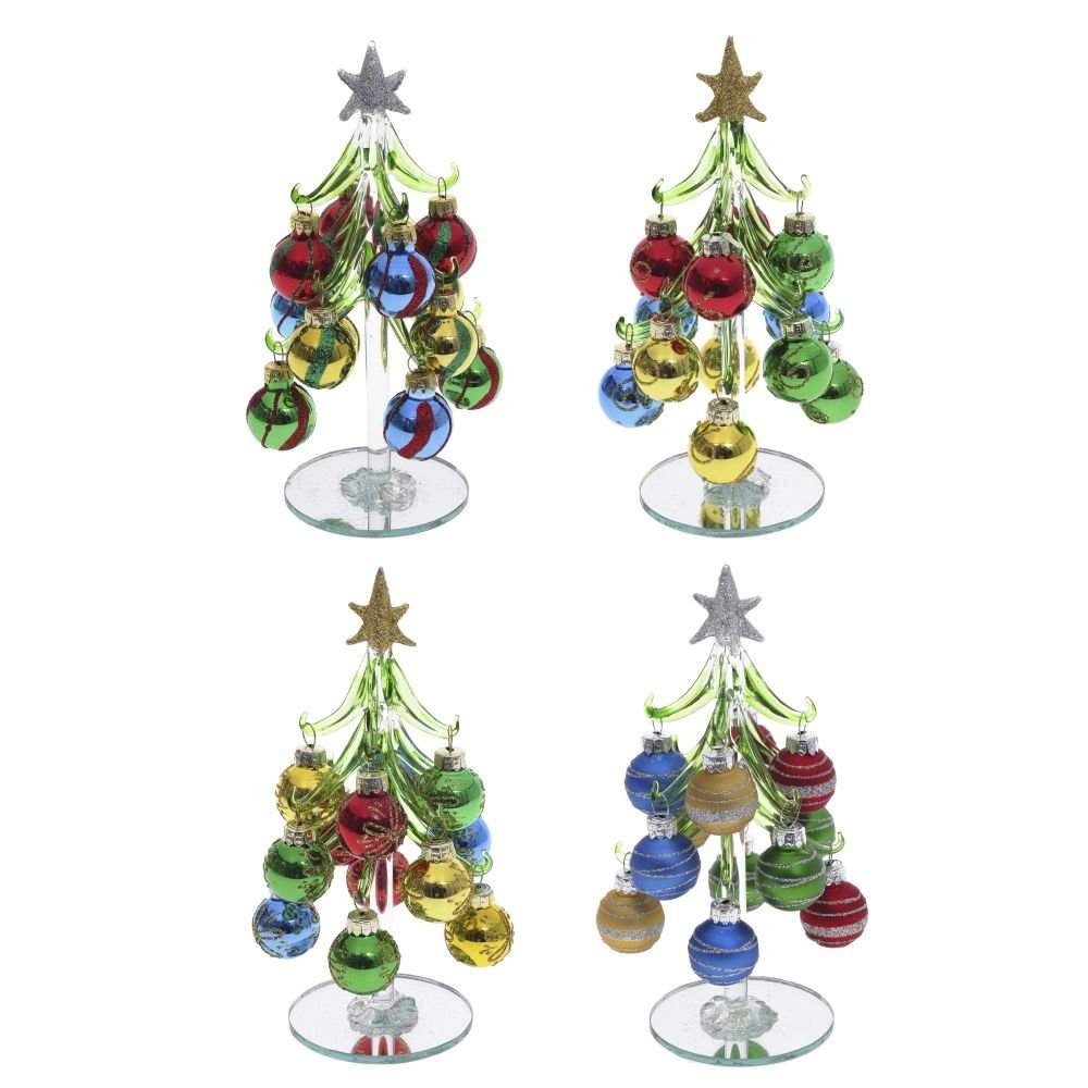 REMECO COLLECTION Ёлочка 741069 декоративная с шарами 8х8х17см 4 вида (стекло)