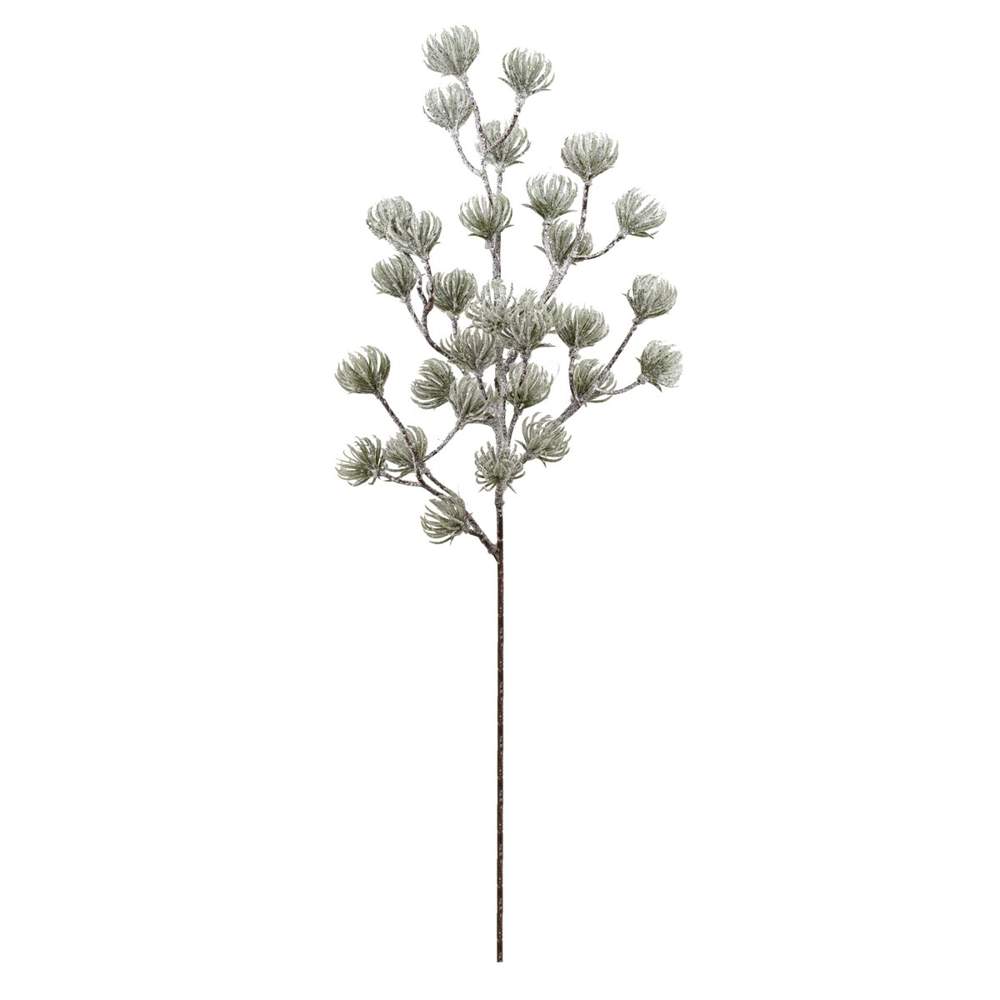 DECOLINE Ветка декоративная YF22-6401A3 с глиттером 49см заснеженная 