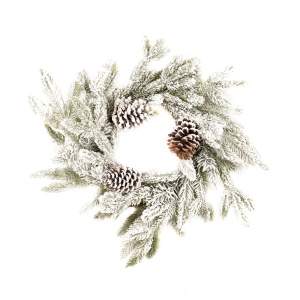 DECOLINE Венок декоративный еловый с шишками заснеженный 46см H6N039.18W