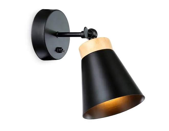 Спот Ambrella накладной TR8214 BK/LW черный/светлое дерево E27 max 40W D120*252