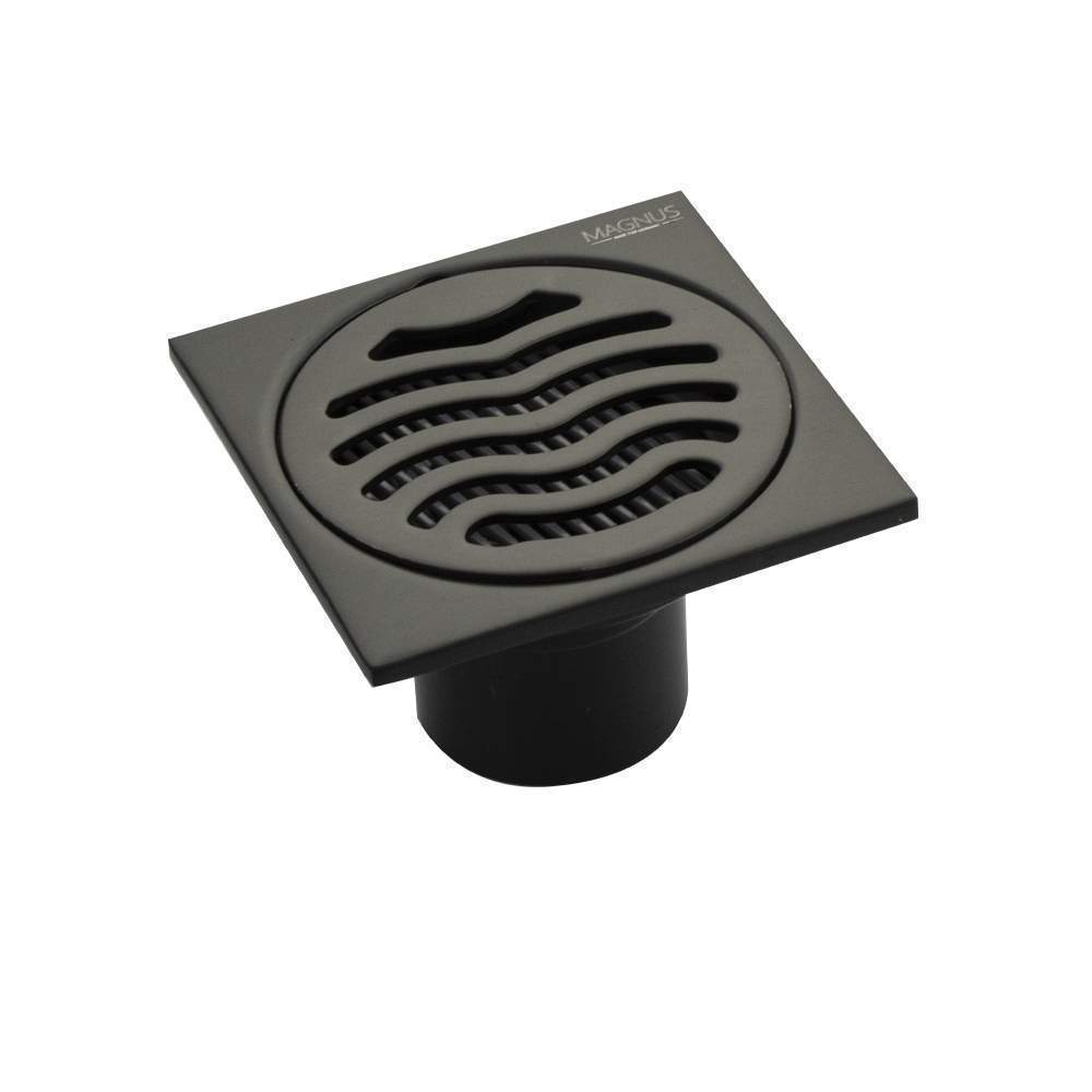 Трап MAGNUS  Графит 100*100 выход 50мм верт.крышка решетка нерж.ст.  1161