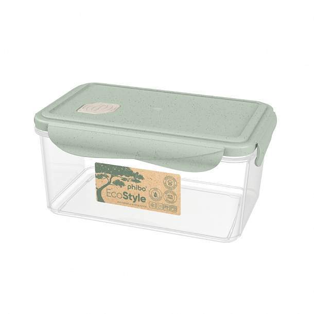 БЫТПЛАСТ Контейнер 433121536 Phibo Eco Style д/СВЧ 1600мл с клапаном 203x132x96мм зеленый флэк 