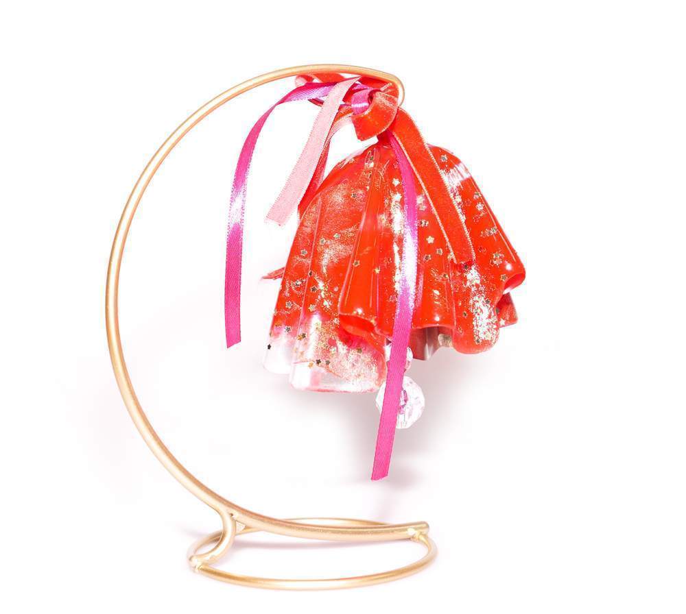 Колокольчик красный с золотом 10см