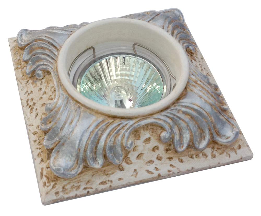 Светильник галогенный FT 414 MR 16  гипс серебро квадрат 105х105