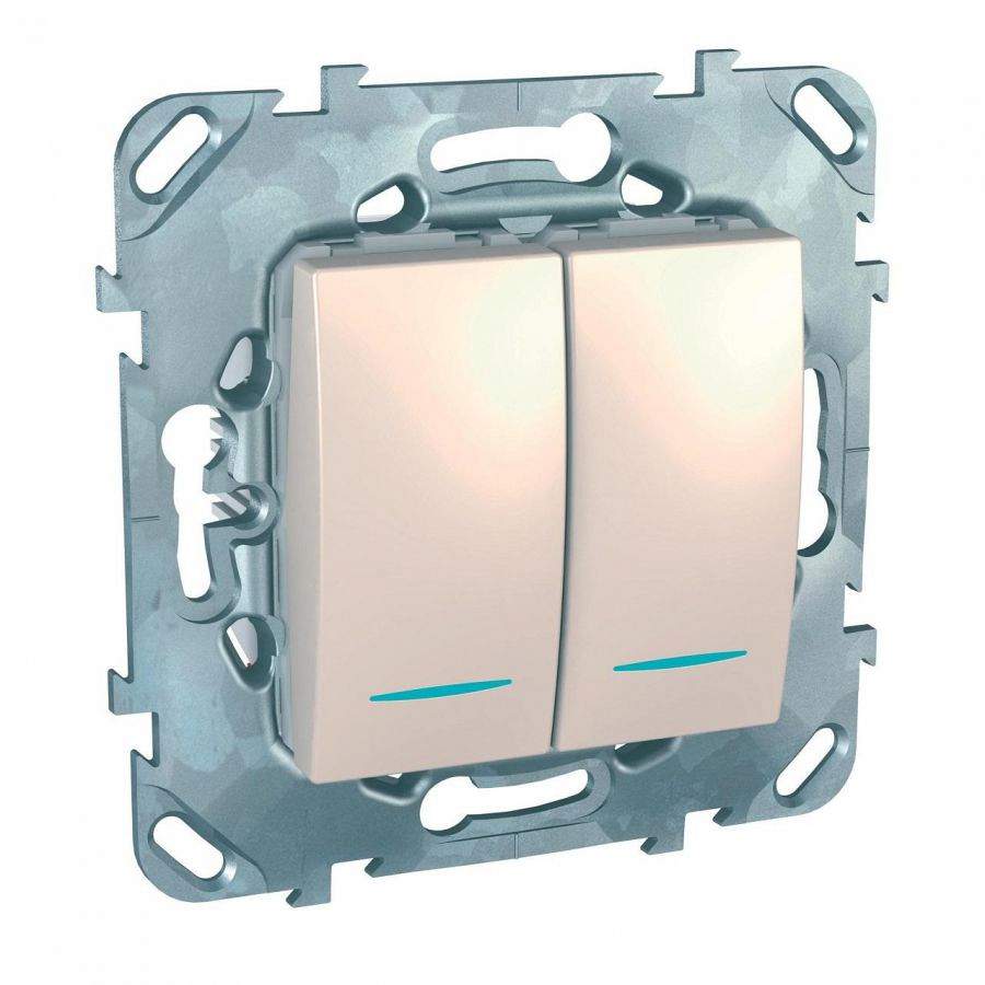 *Переключатель SE Unica Беж. 2-кл. (сх.6+6)  MGU5.0303.25NZD