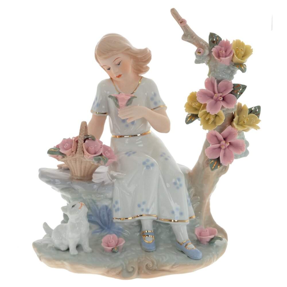 REMECO COLLECTION Статуэтка 562903 Девушка с котом фарфор 23х13х25см