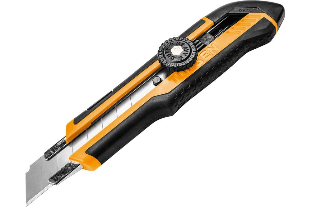 Нож TOLSEN 18мм, выдвижное лезвие, двухкомп. корпус, 3 лезвия SK5  30092