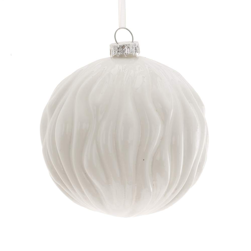 REMECO COLLECTION Игрушка елочная Шар 754096 белый стекло 10см