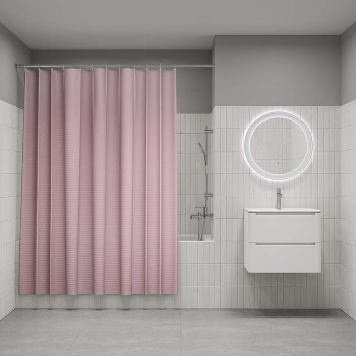 Штора д/ванной IDDIS 200*180см  полиэст. розовый  DW04P18i11